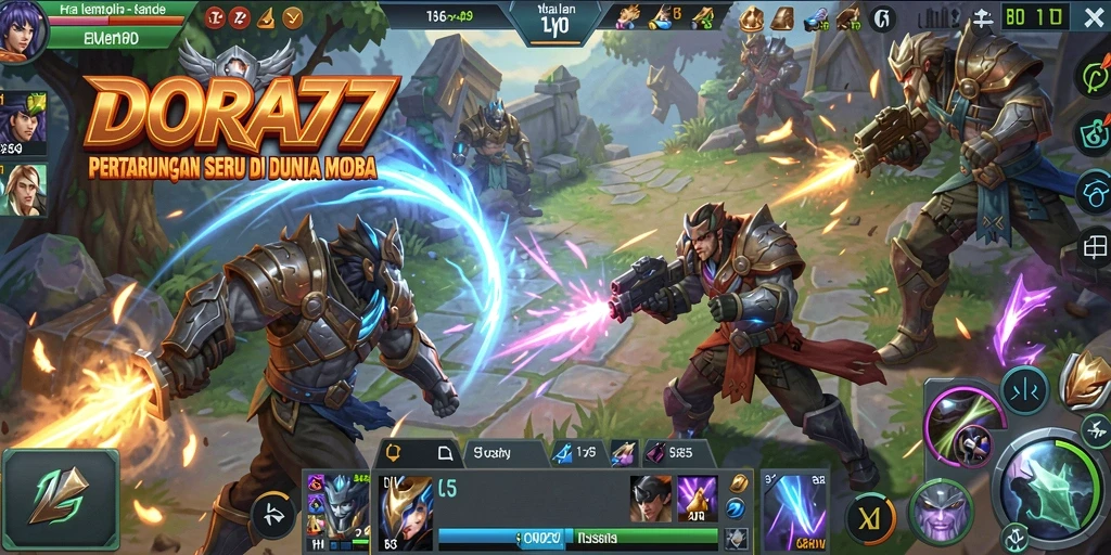 Tampilan gameplay DORA77 yang epik dan penuh aksi.