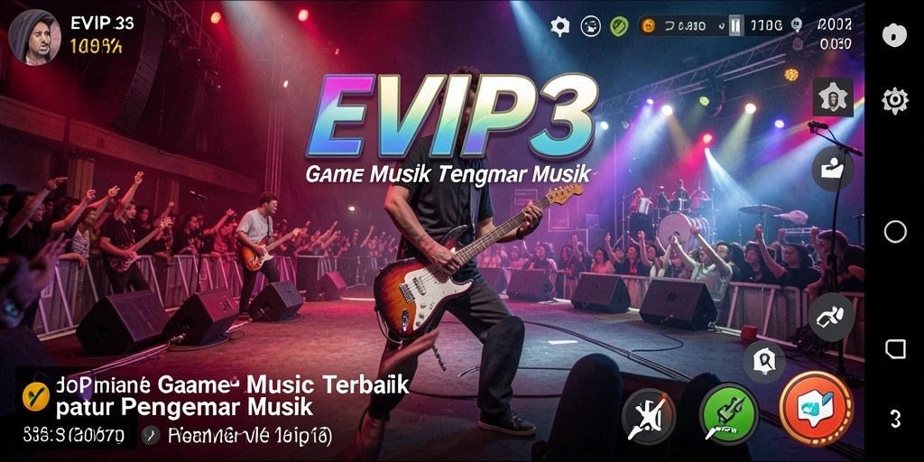 Screenshot gameplay EVIP3 menampilkan pengalaman musik yang seru dan interaktif.