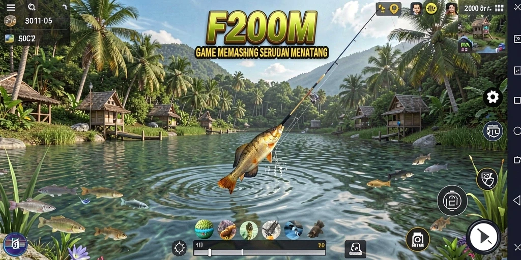 Tampilkan gameplay memancing yang menegangkan di F200M.
