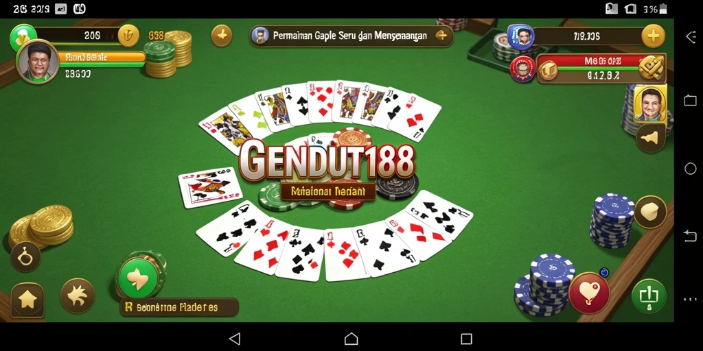 Tampilan gameplay GENDUT188 yang seru saat bermain Gaple.