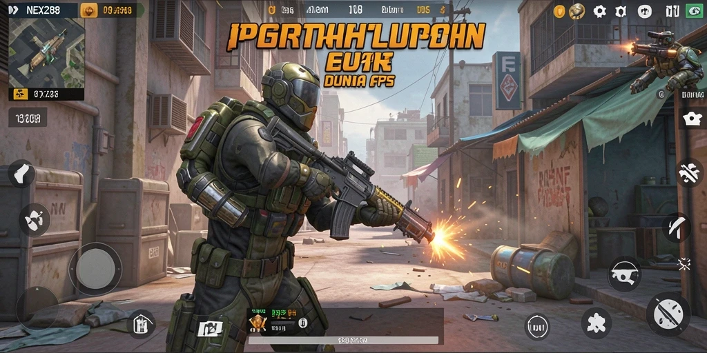 Screenshot NEX288 menampilkan pertempuran mendebarkan dalam gameplay FPS.
