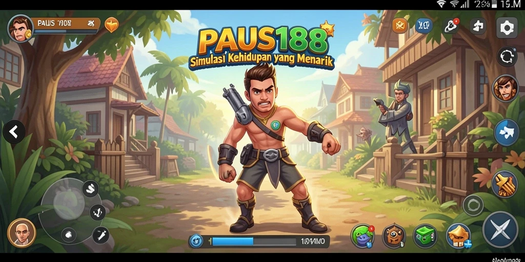 Tampilan gameplay <strong>PAUS188</strong> dengan interaksi karakter dan lingkungan.