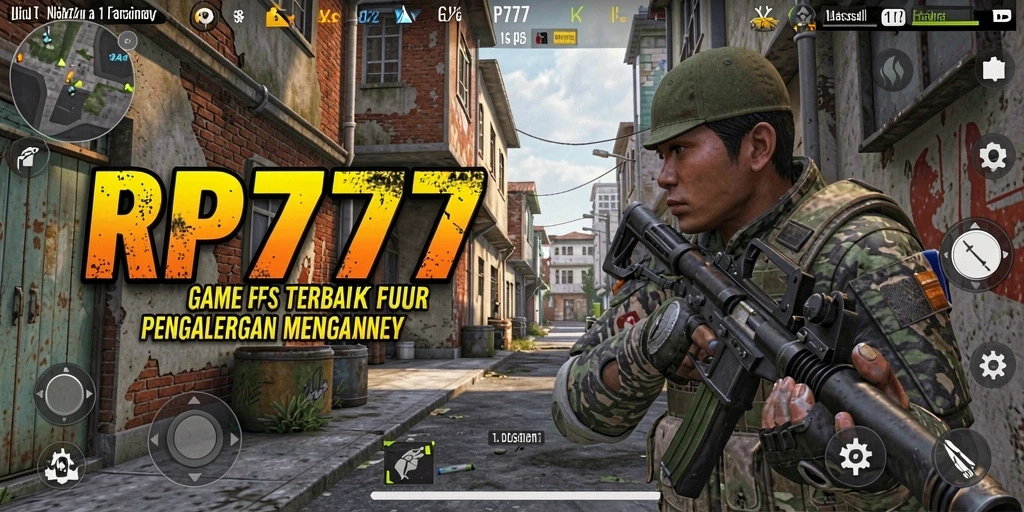 Screenshot utama RP777 menampilkan aksi intens dalam pertempuran FPS.